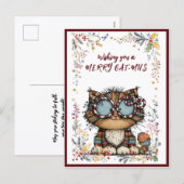 Wishing You A Merry CAT-MUS Holiday Postcard Feestdagenkaart (Voorkant / Achterkant)