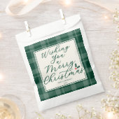 Wishing You a Merry Christmas Green Plaid Bedankzakje (Geknipt)