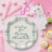Wishing You a Merry Christmas Plaid Papieren Bordje (Feest)