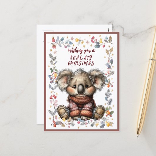 Wishing You A Merry KOAL-ATY Christmas Feestdagenkaart (Voorkant / Achterkant in situ)