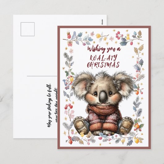 Wishing You A Merry KOAL-ATY Christmas Feestdagenkaart (Voorkant / Achterkant)