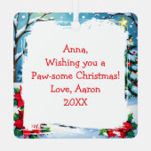 Wishing You a Paw-some Christmas | Personalized Metalen Ornament (Achterkant)