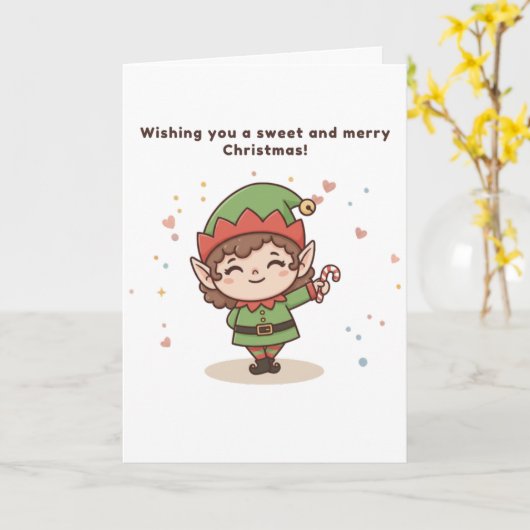 Wishing You a Sweet and Merry Christmas Kaart (Gele Bloem)