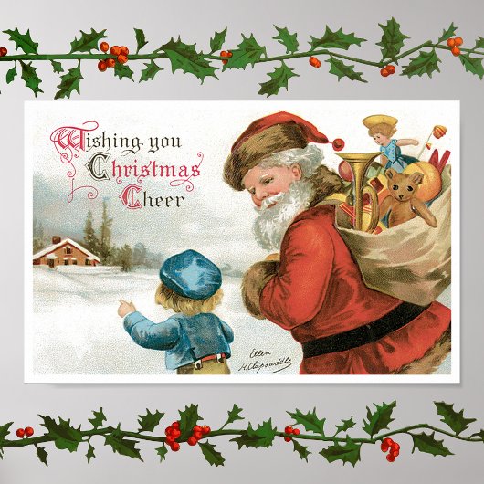 Wishing You Christmas Cheer by Ellen Clapsaddle Poster
