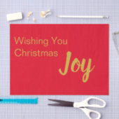 Wishing You Christmas Joy Bright Red Gold Tekst Tissuepapier (Craft)