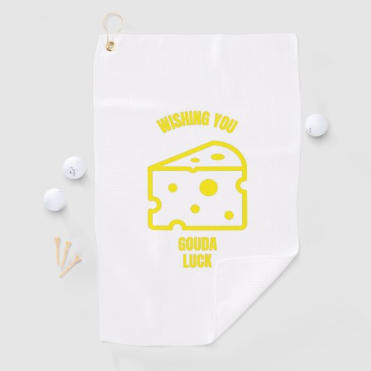 Wishing you gouda luck funny cheese pun jokes golfhanddoek (Insitu)