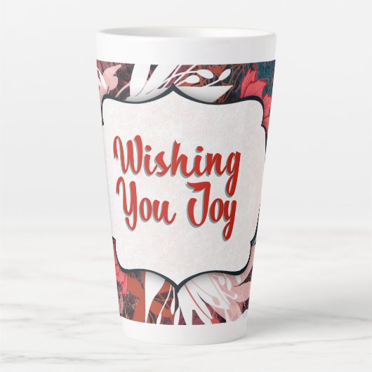 Wishing You Joy – Winter Floral Congratulations  Latte Mok (Voorkant)