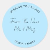 Wishing You Riches From The New Mr Mrs Wedding Bag Ronde Sticker (Voorkant)