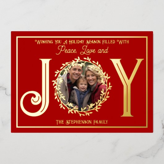 Wishing You Vakantie Seizoen Vrede en Liefde Folie Feestdagenkaart (Voorkant)