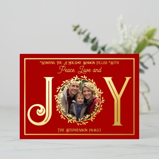 Wishing You Vakantie Seizoen Vrede en Liefde Folie Feestdagenkaart (Staand Voorkant)