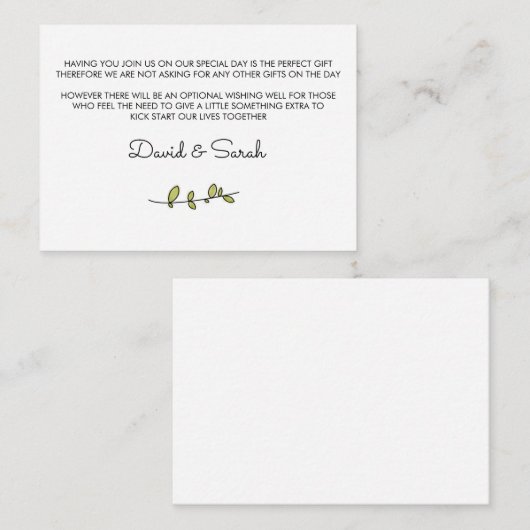 Wishkaardkaart Informatiekaartje (Voorkant / Achterkant)