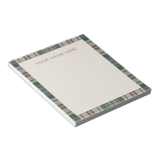 Wishlist Note Pad - Classic Christmas Plaid Notitieblok (Schuin)