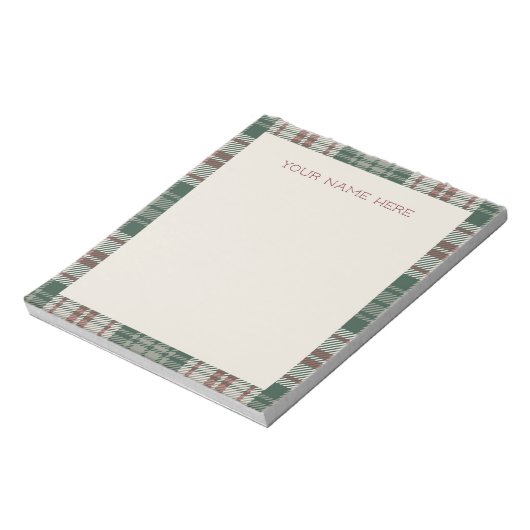 Wishlist Note Pad - Classic Christmas Plaid Notitieblok (Linkerzijde)