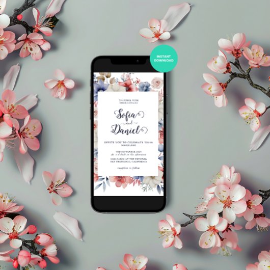 Wishpering Blooms Waterverf Winterbruiloft Kaart