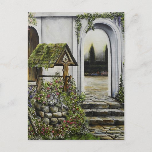 Wishwell tuin ~Oil Painiting Briefkaart (Voorkant)