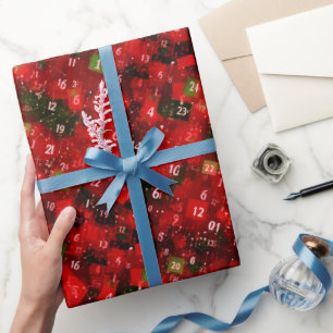 Wiskunde Abstracte Kerst Rood Groen Cadeaupapier