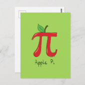 Wiskunde Apple Pi Symbool Teacher Cute Cartoon Briefkaart (Voorkant / Achterkant)