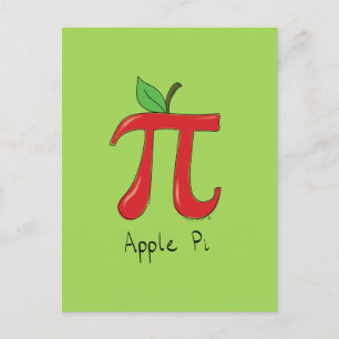 Wiskunde Apple Pi Symbool Teacher Cute Cartoon Briefkaart