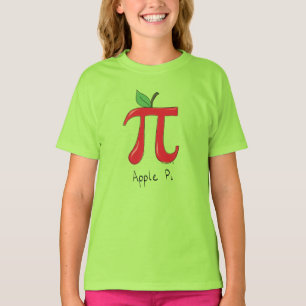 Wiskunde Apple Pi Symbool Teacher Cute Cartoon T-shirt