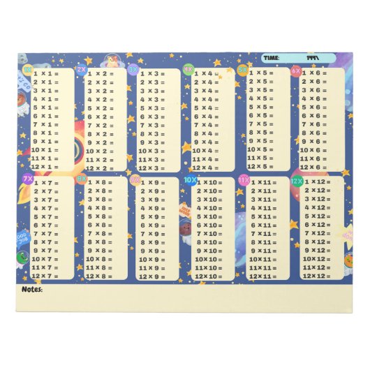 Wiskunde Boor Ruimte Avontuur (Vermenigvuldiging) Notitieblok (Voorkant)