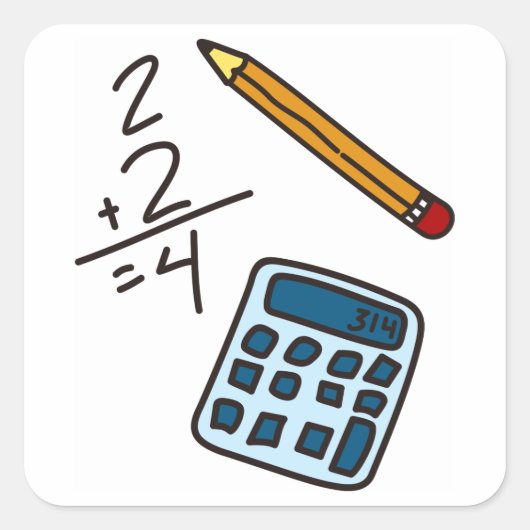 Wiskunde calculator vierkante sticker (Voorkant)