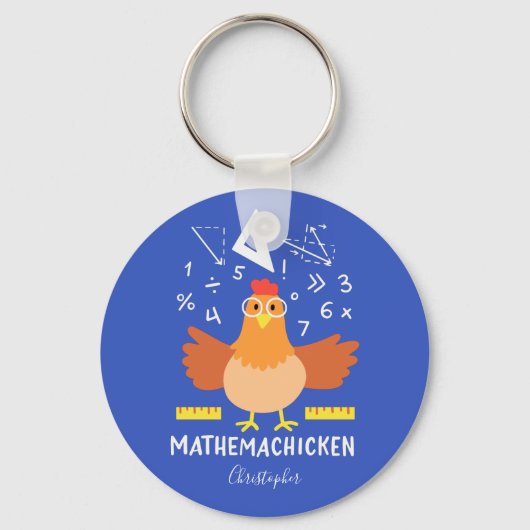 Wiskunde Chicken Gag Funny Mathemachicken Sleutelhanger (Voorkant)