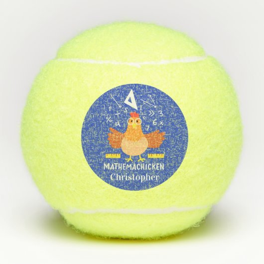 Wiskunde Chicken Gag Funny Mathemachicken Tennisballen (Voorkant)