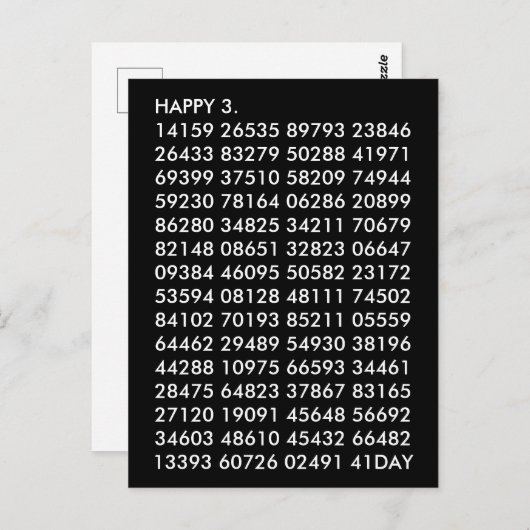 Wiskunde Cijfers 3.14 Grappig Happy Pi Day Briefkaart (Voorkant / Achterkant)