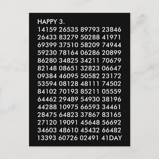 Wiskunde Cijfers 3.14 Grappig Happy Pi Day Briefkaart (Voorkant)