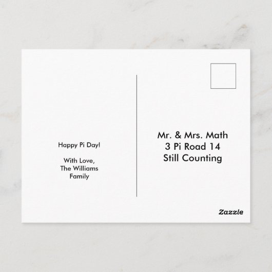 Wiskunde Cijfers 3.14 Grappig Happy Pi Day Briefkaart (Achterkant)