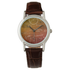 Wiskunde classic bruin leren horloge