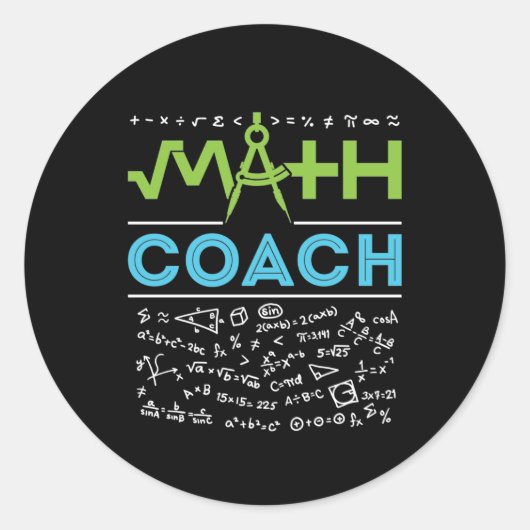 Wiskunde Coach Mathematics Tutor Ronde Sticker (Voorkant)