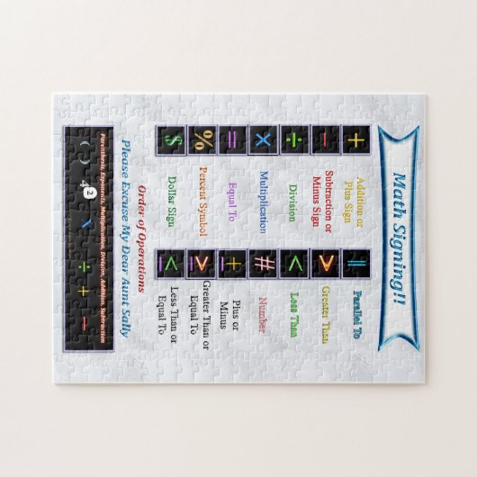 Wiskunde die Puzzle ondertekent Legpuzzel (Horizontaal)