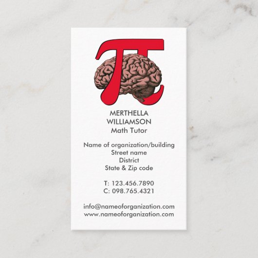 WISKUNDE DOCENT Pi Brain Wiskunde Visitekaartje (Voorkant)