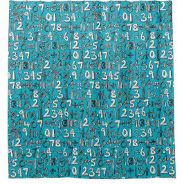 wiskunde doekblauw douchegordijn