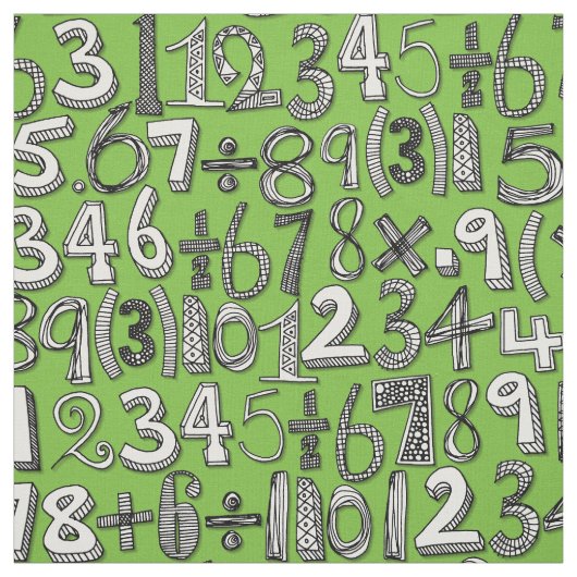 wiskunde doodle green stof (Swatch)