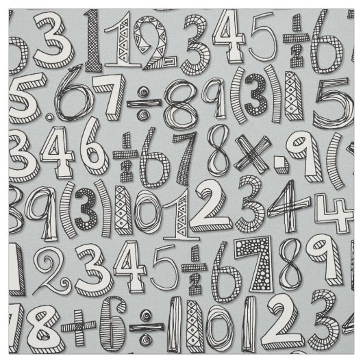 wiskunde doodle Silver Stof (Swatch)