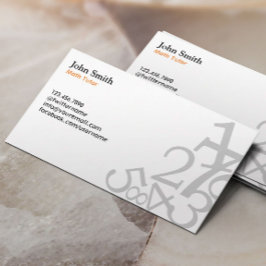 Wiskunde Eenvoudige nummers Leerlingenplaat Visitekaartje