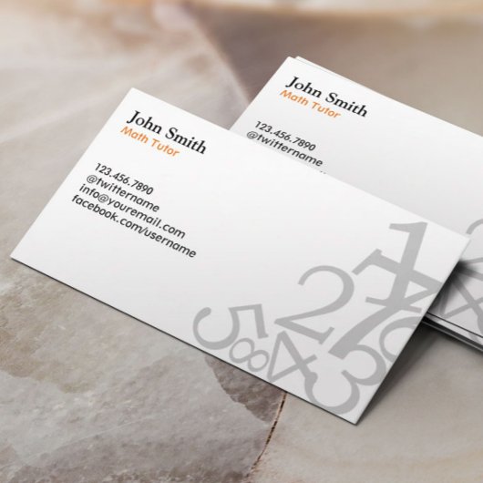 Wiskunde Eenvoudige nummers Leerlingenplaat Visitekaartje