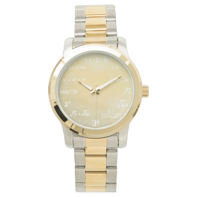 Wiskunde Equation Watch voor Wiskunde Geeks - Goud Horloge (Voorkant)