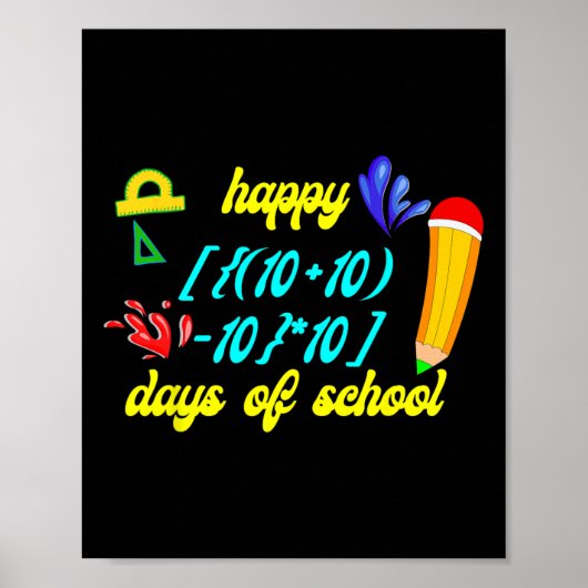 Wiskunde Formula Happy 100 Days of School Funny Wi Poster (Voorkant)