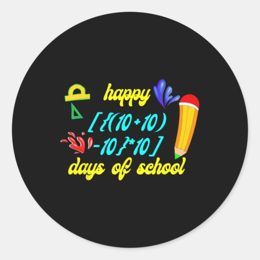 Wiskunde Formula Happy 100 Days of School Funny Wi Ronde Sticker (Voorkant)
