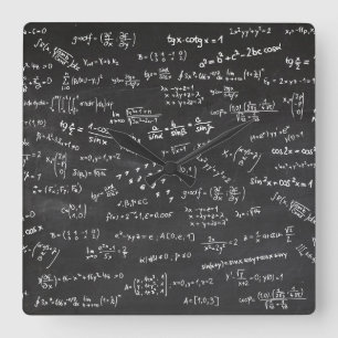 Wiskunde Formulas Chalkboard Vierkante Klok