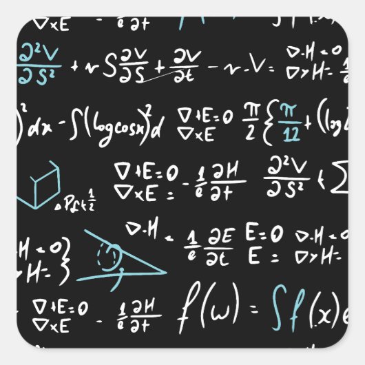 Wiskunde formuleert wiskunde natuurkunde docent vierkante sticker (Voorkant)