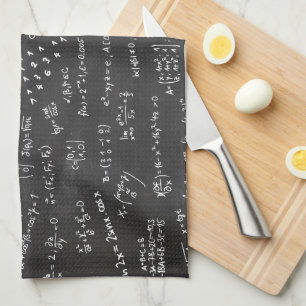 Wiskunde-formules op een Blackboard Theedoek