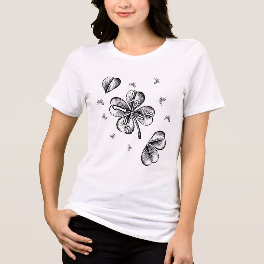 Wiskunde Fractie Four Leaf Clover Tri-Blend Shirt (Voorkant)