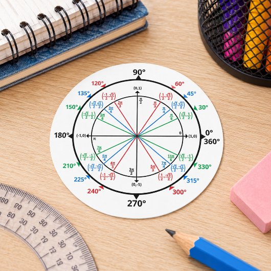 Wiskunde freak eenheidscirkel terug naar school ronde sticker