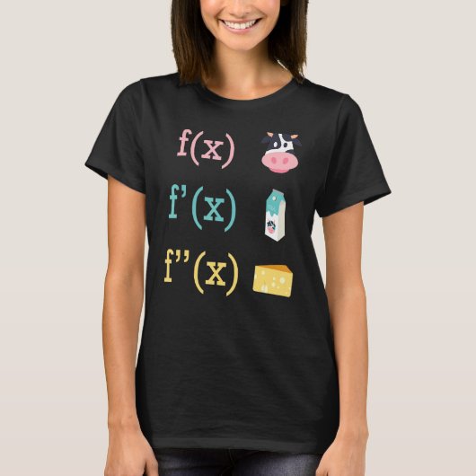 Wiskunde Fun Koe Milk Cheese Derivation Infinity C T-shirt (Voorkant)