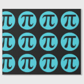 Wiskunde geek Pi-symbool, blauw op zwart Cadeaupapier (Vlak)