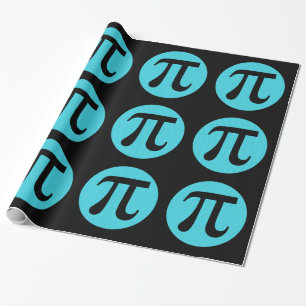 Wiskunde geek Pi-symbool, blauw op zwart Cadeaupapier